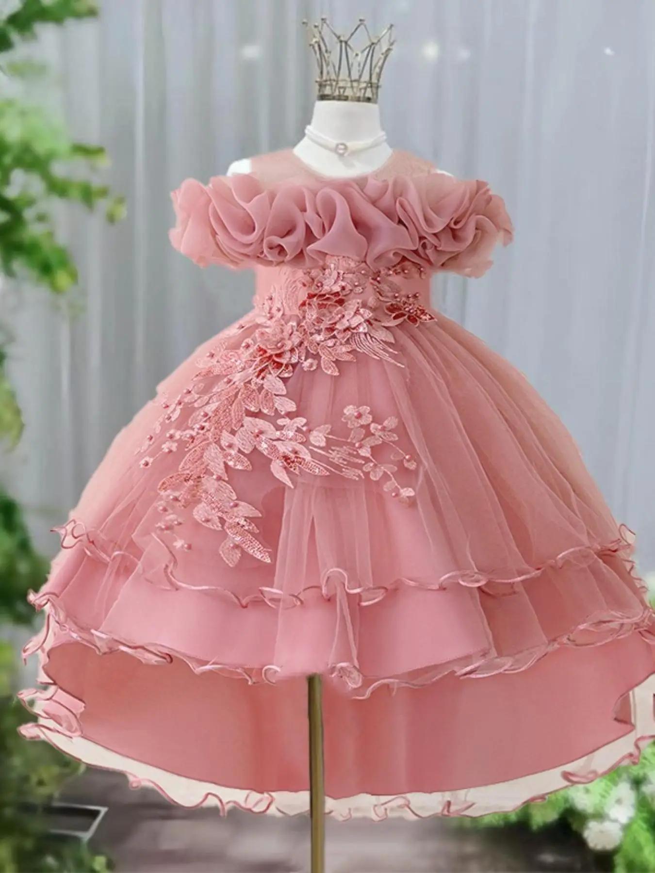 Girl's Dress, Elegant Sleeveless Dress for Party Wedding Guest, Kids Clothes for All Seasons