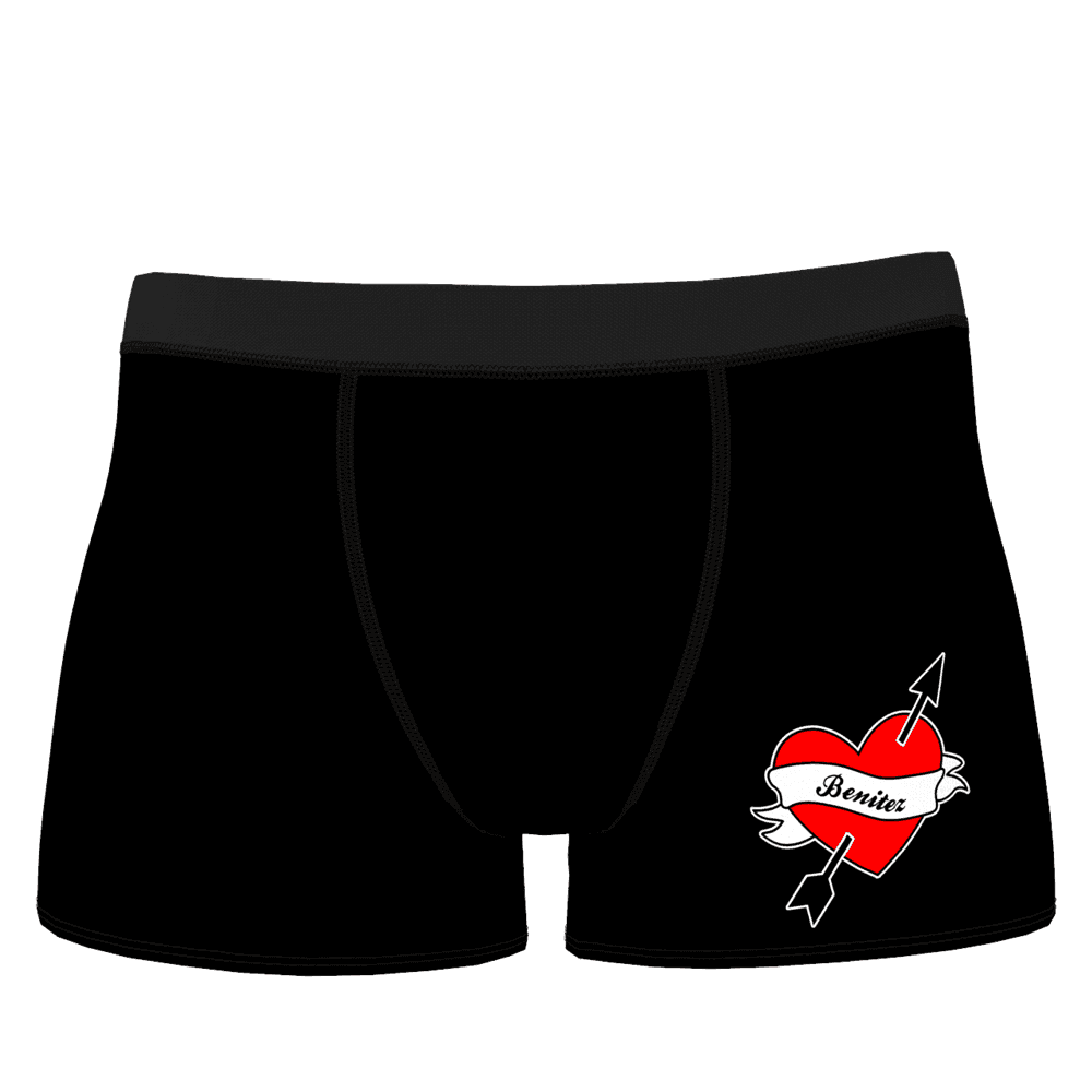 Custom Shorts Boxer with Girlfriend's Face - Love Heart