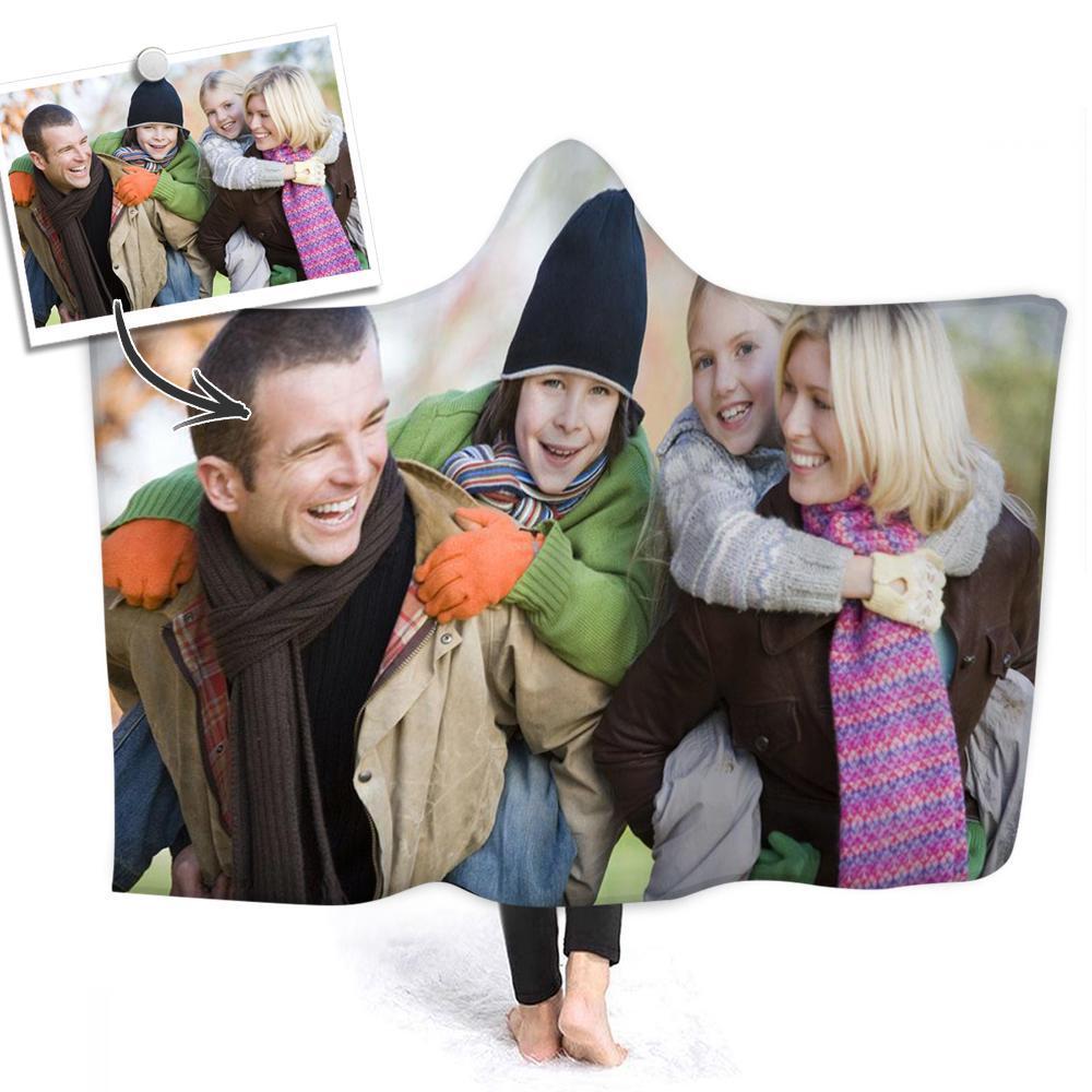 Custom Photo Hooded Blanket Air Conditioning Blanket Wrap with Soft Flannel for Family
