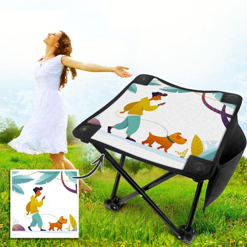 Custom Photo Camping Stool Folding Camping Chair Portable Lawn Chairs