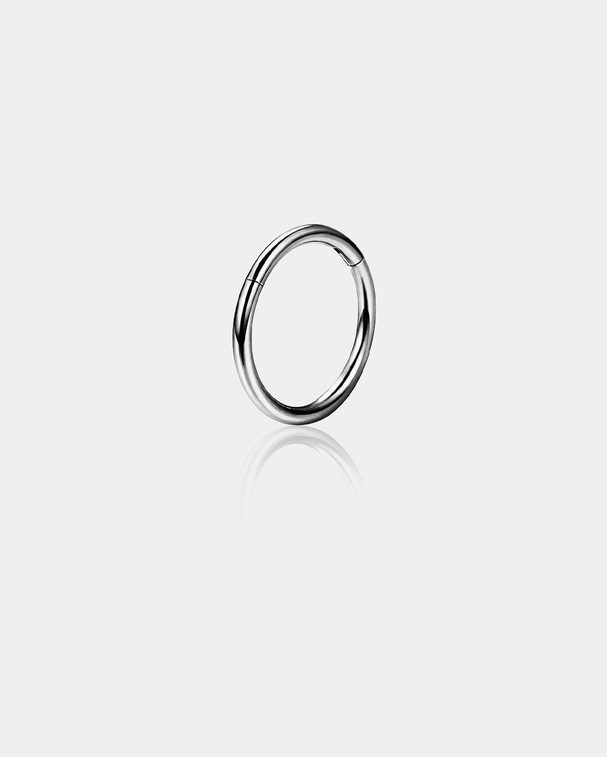 16G Hinged Segment Titanium Septum Ring - 10mm / Silver