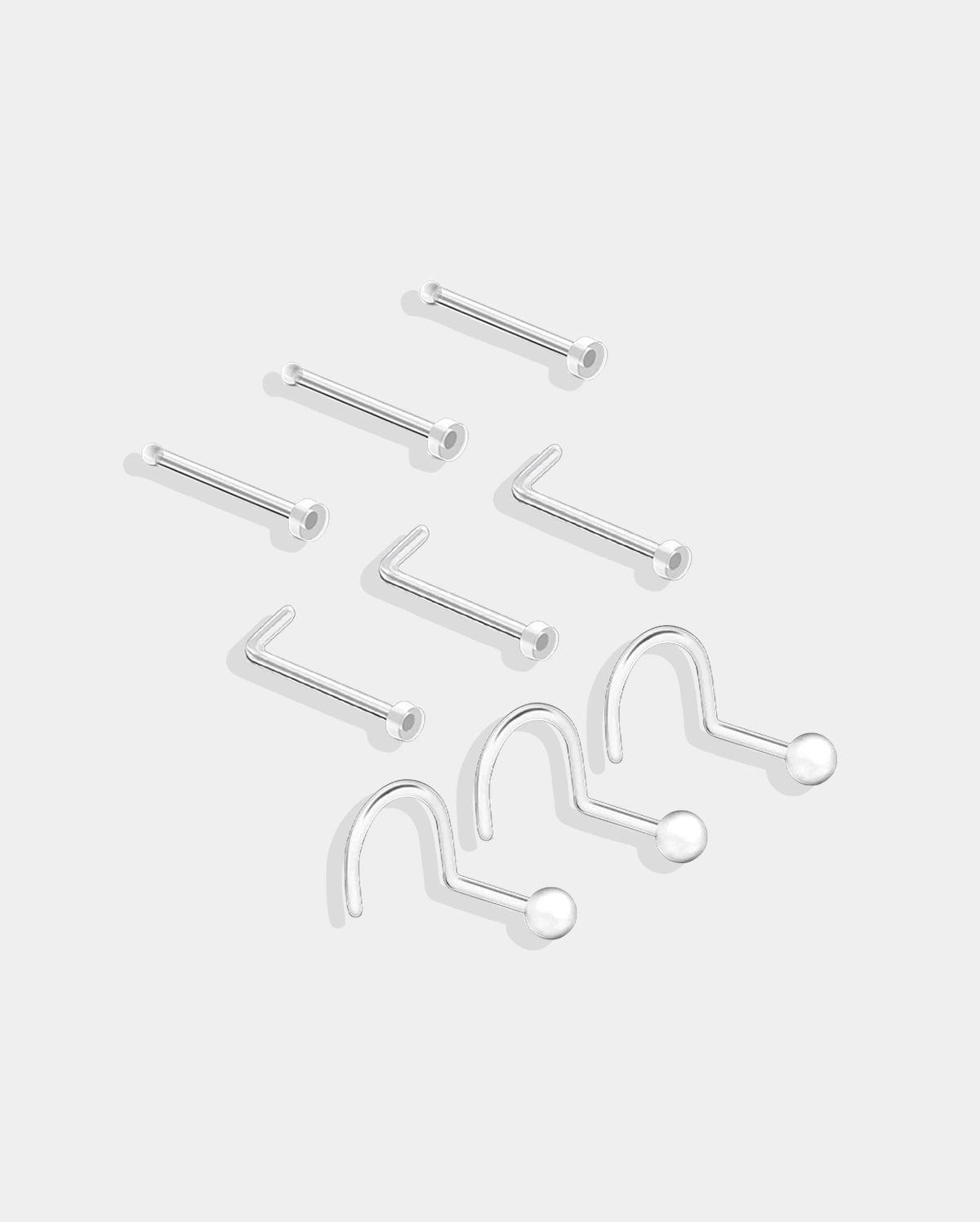 9PCS Acrylic Nose Stud Retainers Set