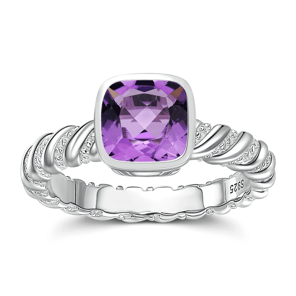 Amethyst Wedding Ring 925 Sterling Silver For Women