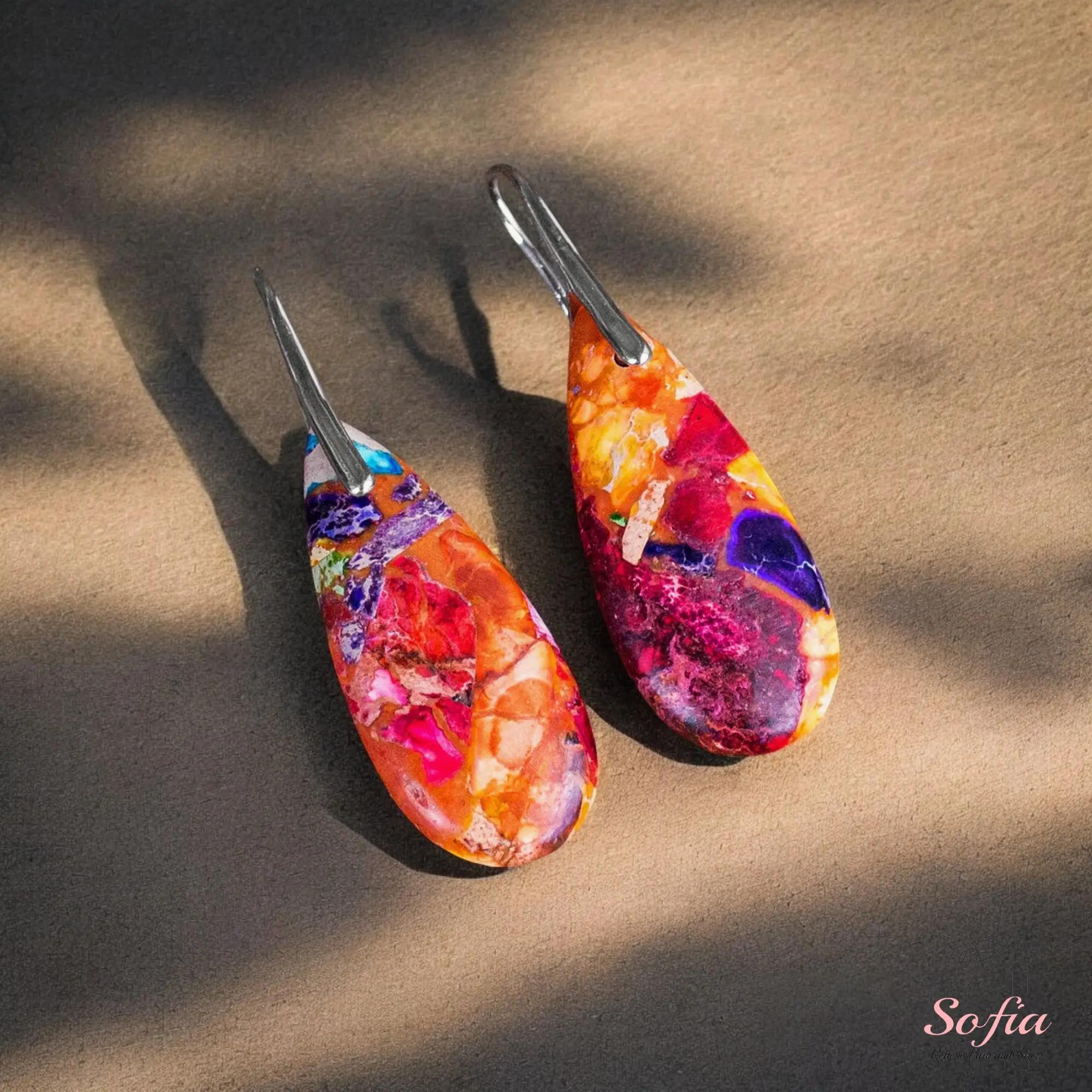 Crystal Droplet Dangle Earrings - Random Color - Healing Gemstone Drop Earrings, Bohemia Earrings, Spiritual Earring Gifts for her
