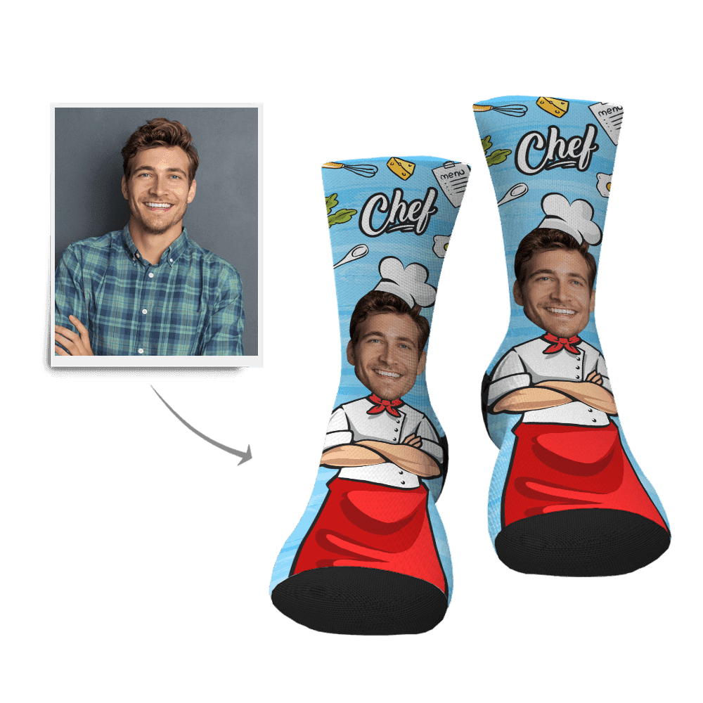 Chef Gift Personalized Photo Socks Christmas Gift For Cooking Lovers