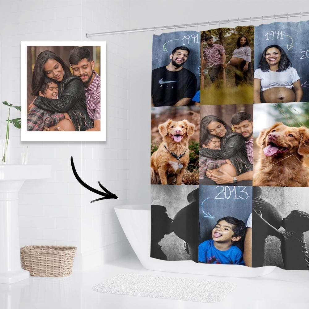 Personalized Photo Shower Curtain Printed Shower Curtain Family Gift - 6 Sizes