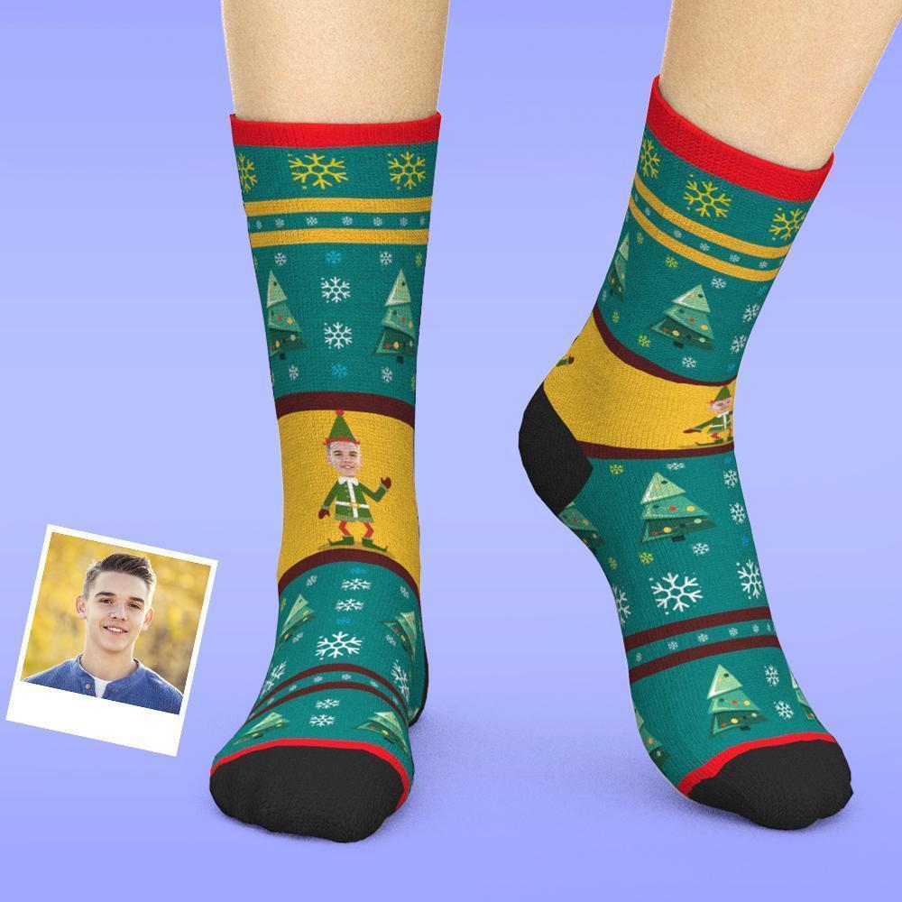 Custom Face Socks Christmas Elf Socks With Photo Christmas Gifts