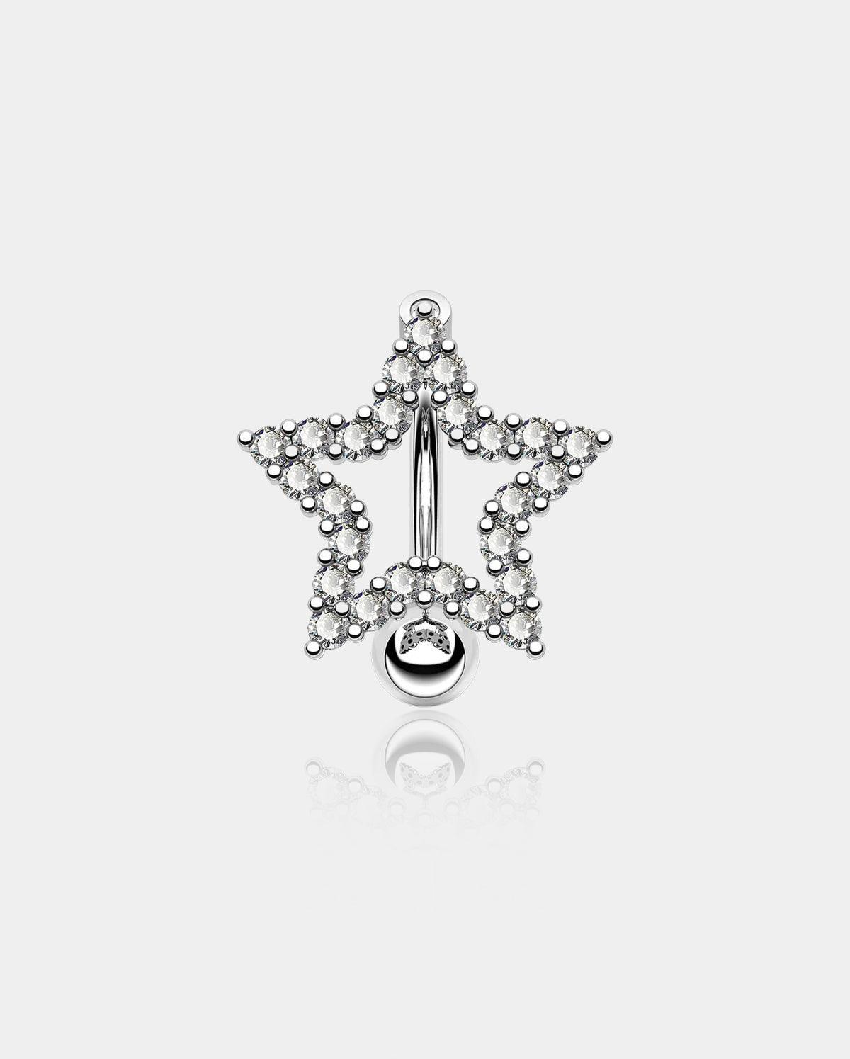 Star-Shaped CZ Reverse Dangle Belly Ring