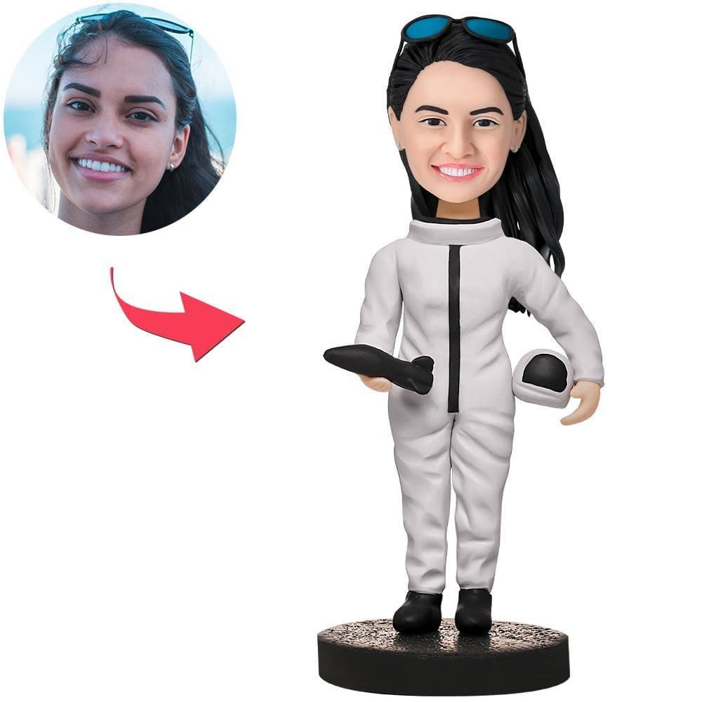 Custom Female Astronaut Bobblehead With Engraved Text Chirstmas Gift