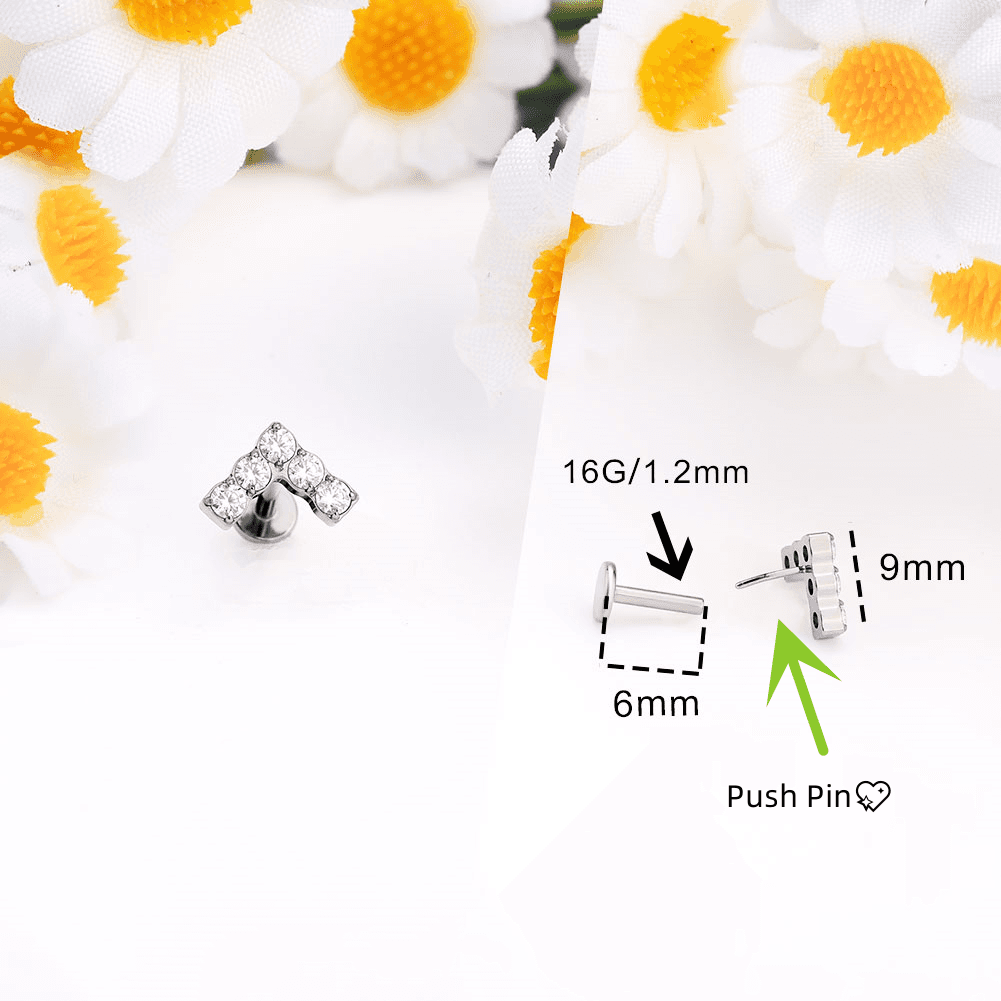 Cute Shape CZ Titanium Cartilage Stud Set - Arrows Push Pin