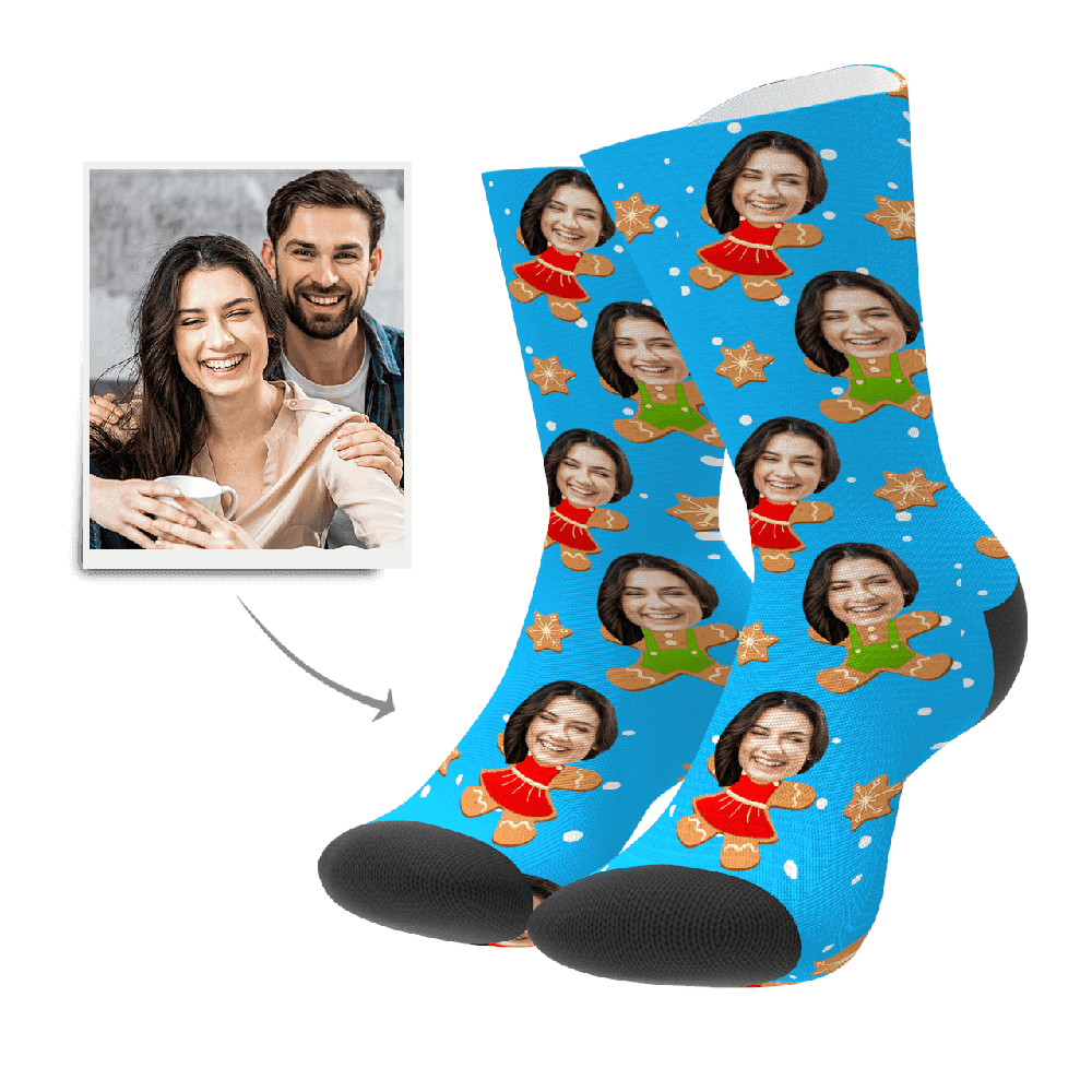 Thanksgiving Day Gift Custom Photo Socks Christmas Gift- Gingerbread