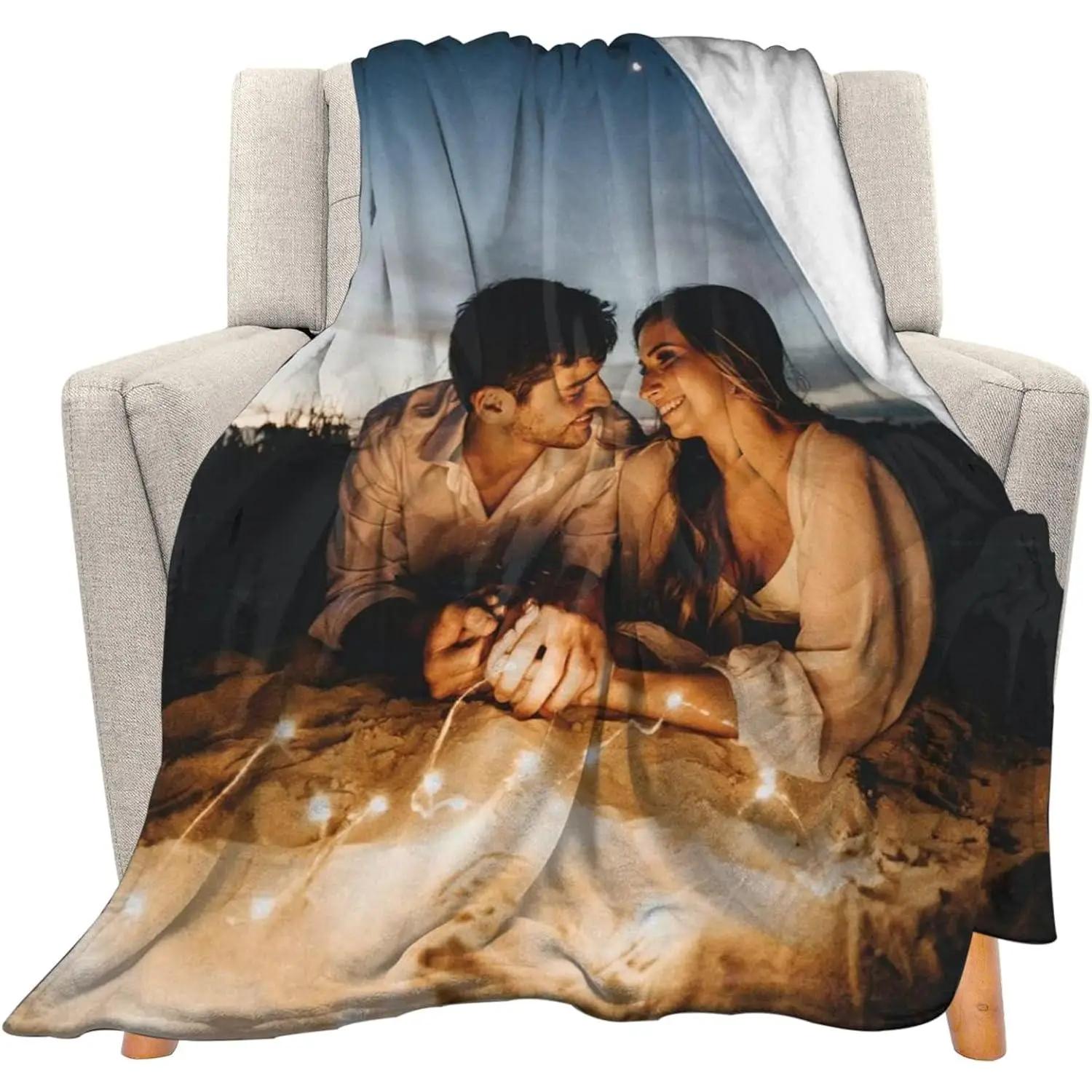 SPXUBZ Custom Blanket with Photo Text Personalized Gift, 1-10 Pictures Customized for Mother Father Family, Christmas Halloween Thanksgiving Birthday