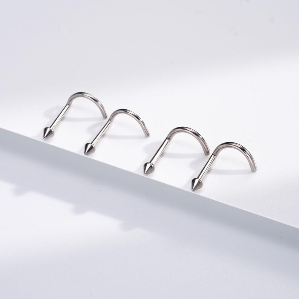 2PCS Titanium Spike Corkscrew Nose Stud Pack - 18G/1.0mm