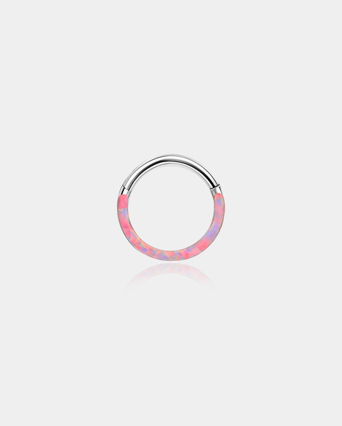 Opal Hinged Segment Cartilage Hoop - Pink / 8mm