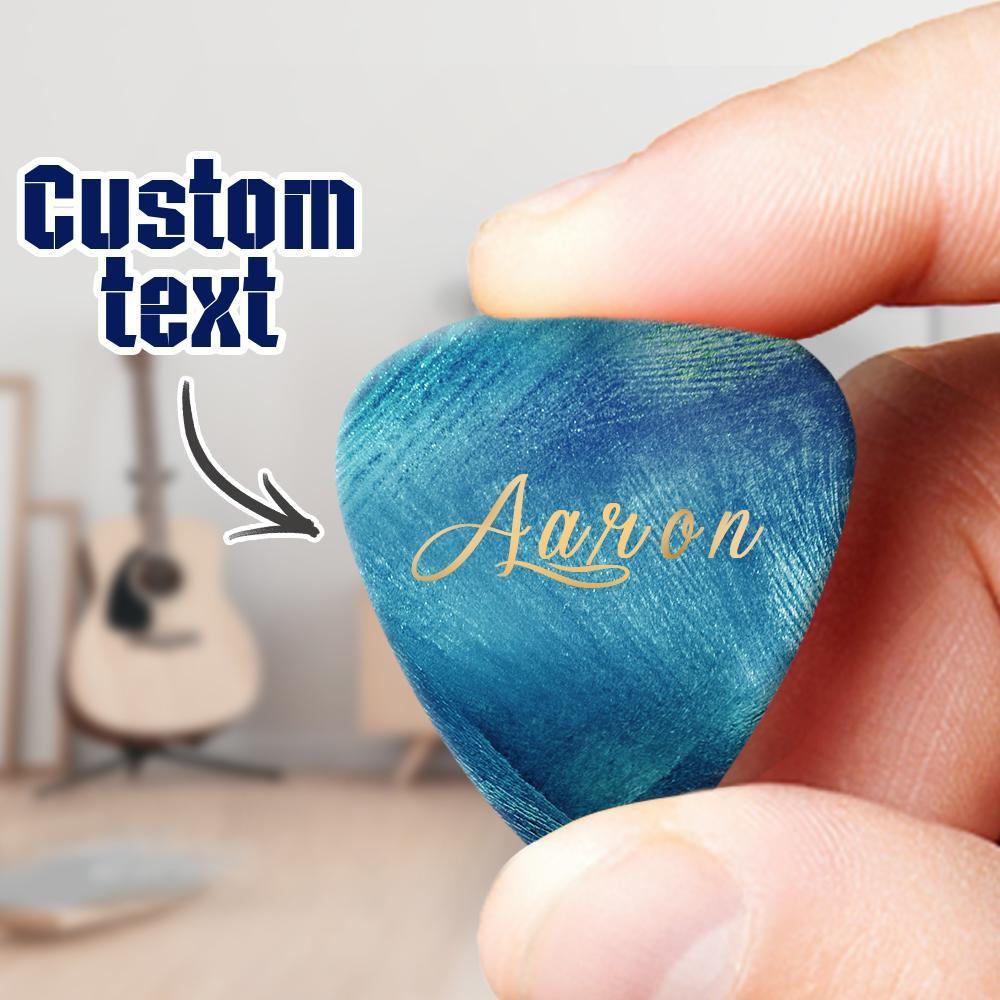 Blue Gift Engraved Guitar Pick Gift For Music Lovers - 6pcs