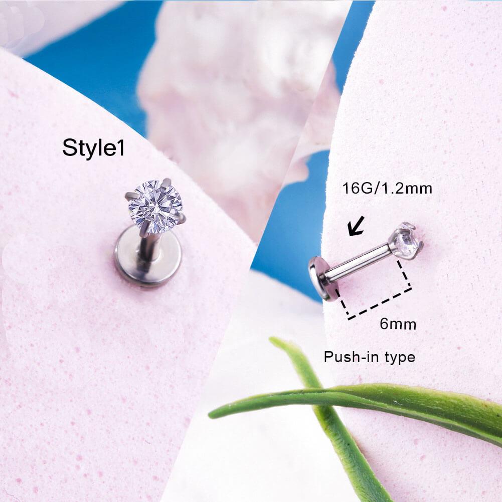 Sparkling CZ-Set Titanium Cartilage Stud - Style1