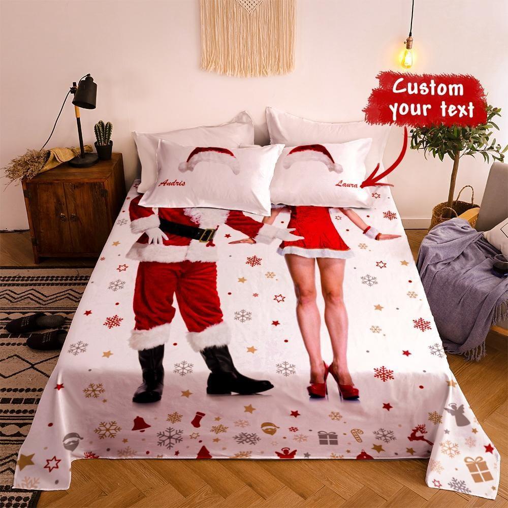 Custom Double Bedding Personalized Duvet Cover Set Christmas Santa Claus Gift for Her