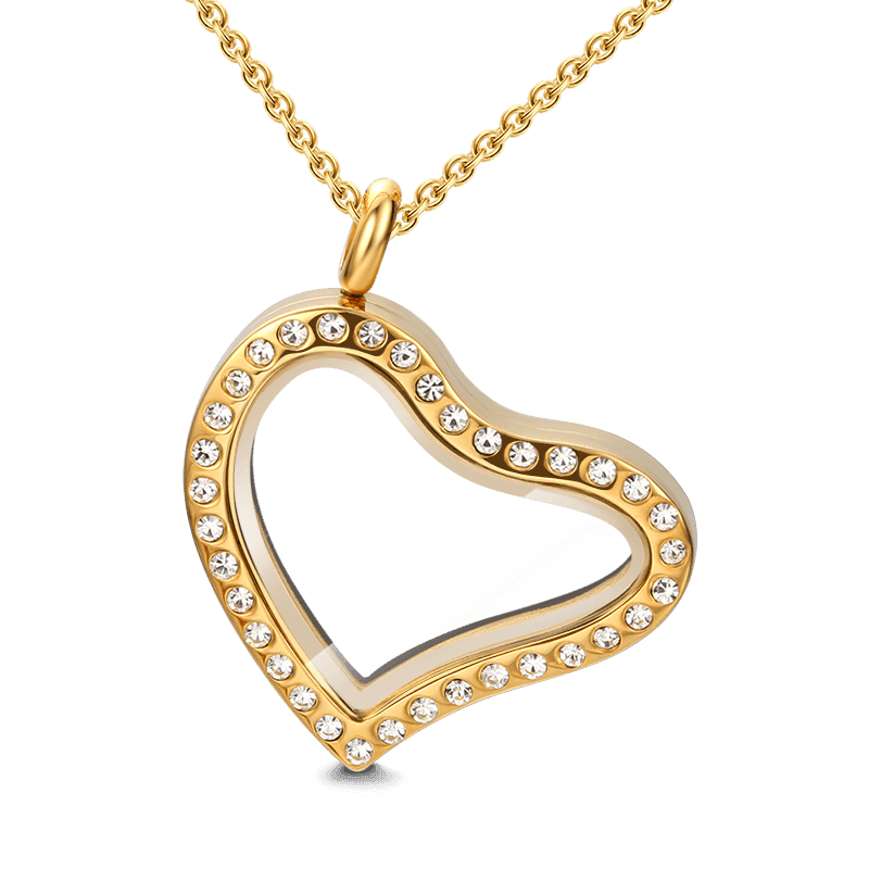 Heart Necklace with Crystal Floating Locket Alloy Anniversary Gifts