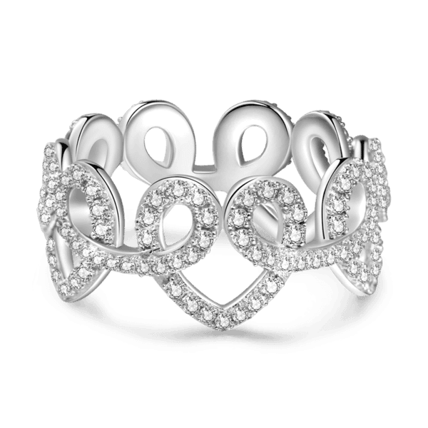 Heart Shaped Silver Ring Entwined Love For Women Girls