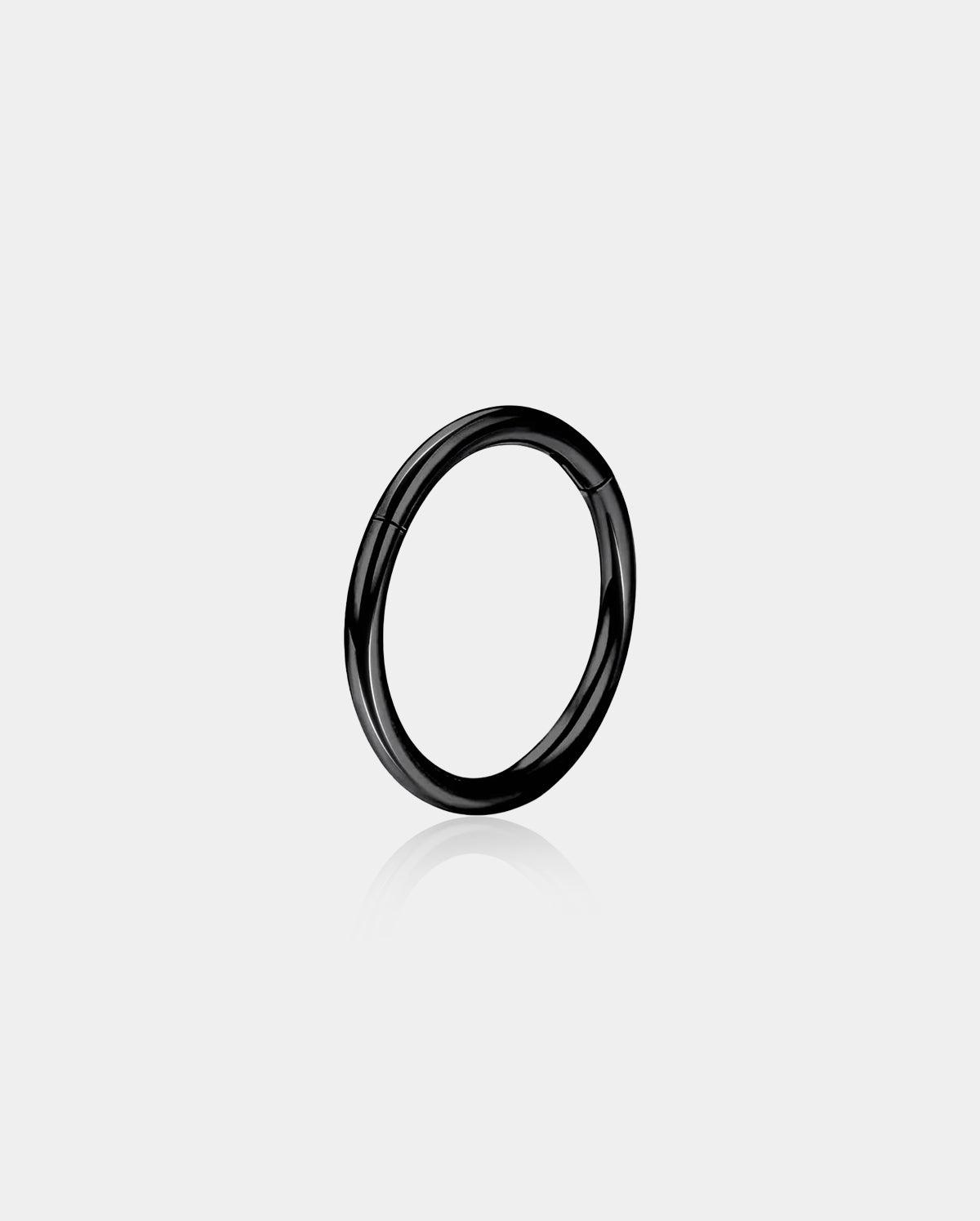 Titanium Hinged Segment Nose Ring - Black / 6mm