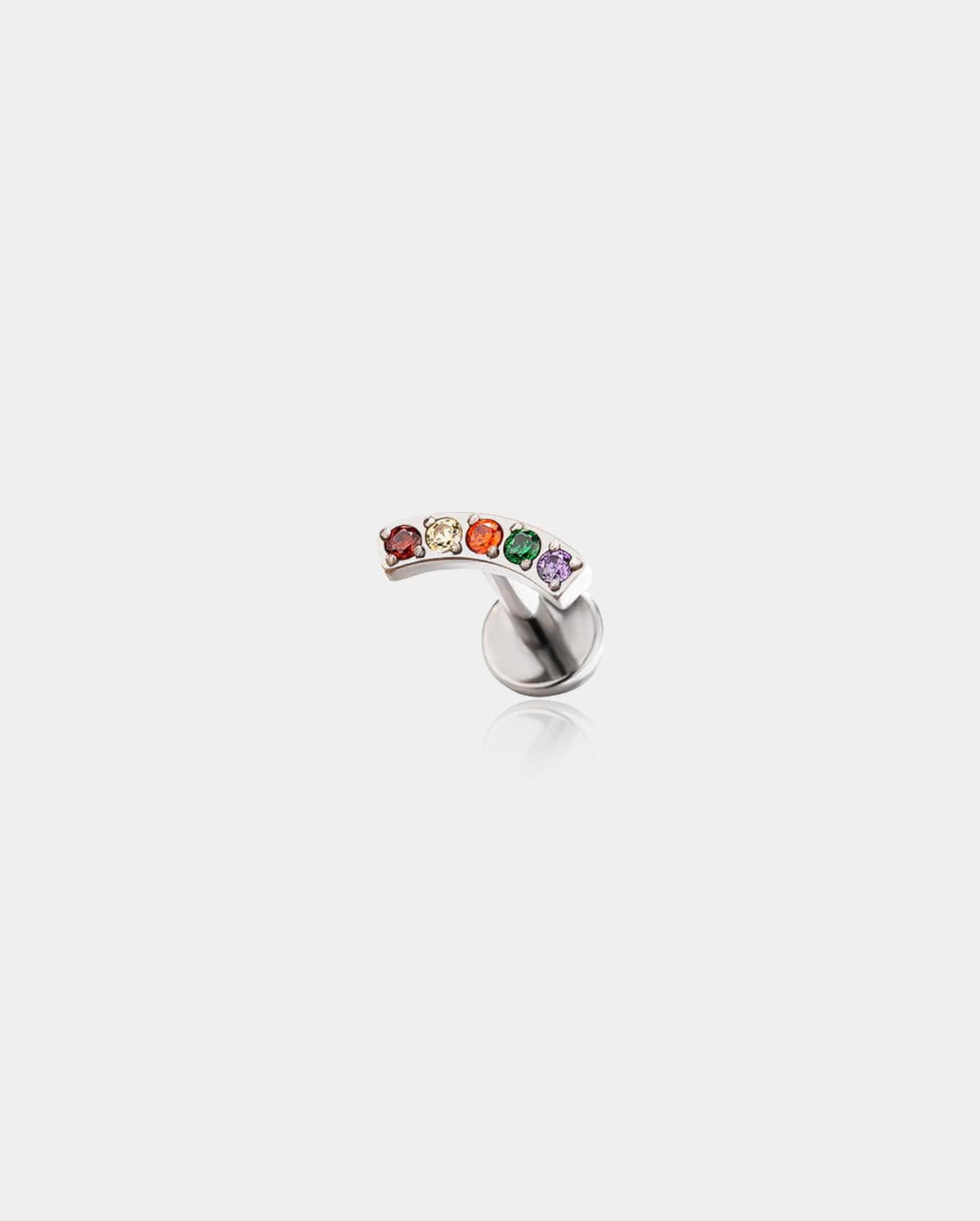 Curved CZ Cluster Titanium Helix Stud - Colorful CZ