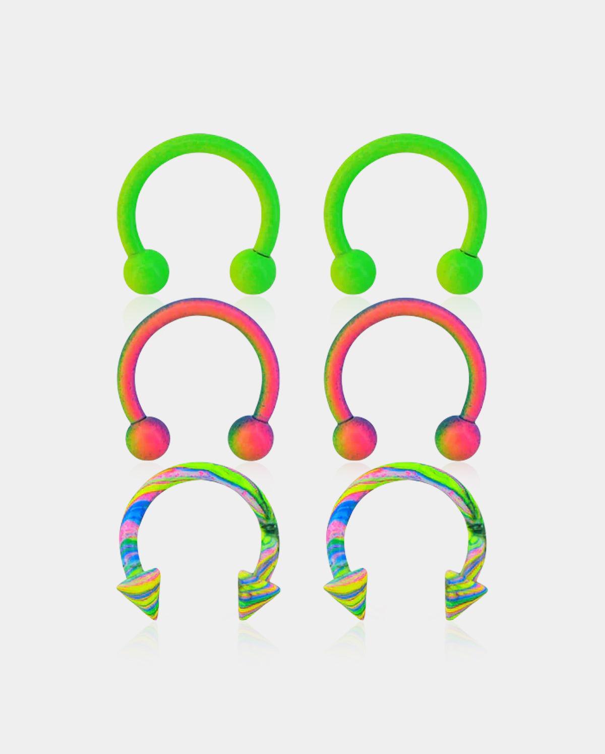 6pcs Corlorful Spike Septum Ring Pack