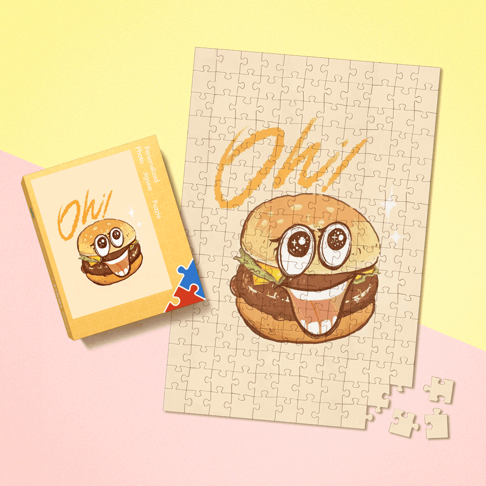 Trippy Puzzle Personalized Funny Puzzle Cute Burger Funny Gifts