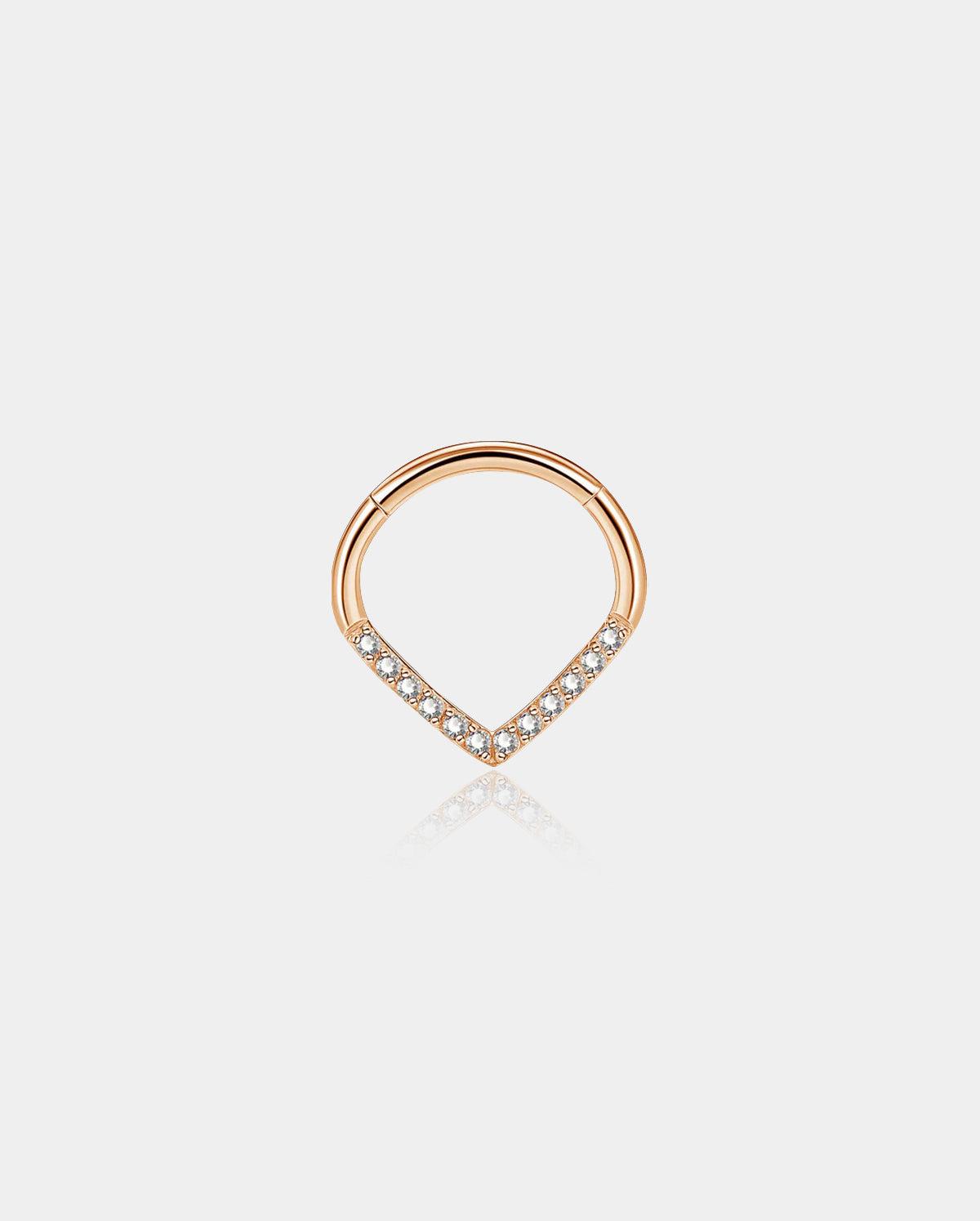 Clear CZ Triangle Septum Ring - Rose Gold / 8mm