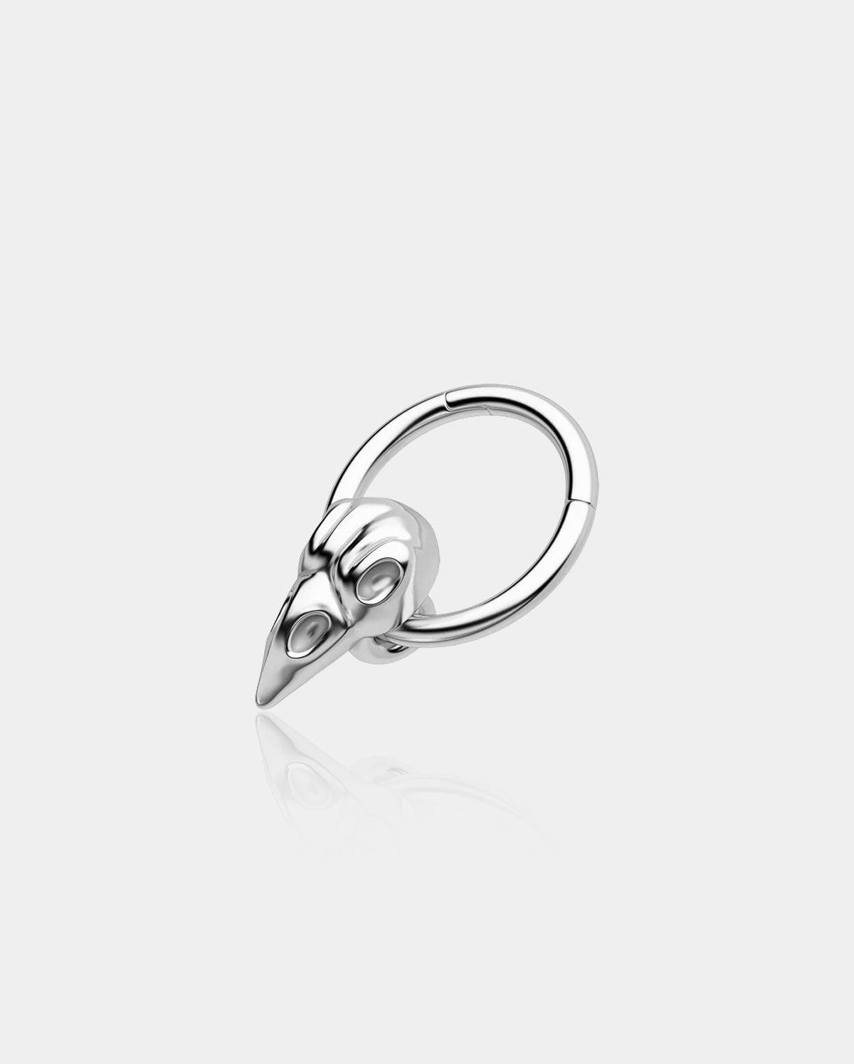 Bird Head Skull Segment Septum Ring - Sliver