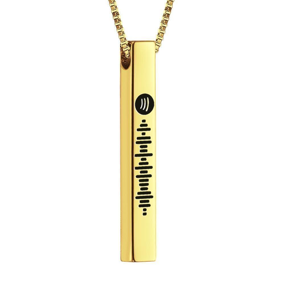 Custom Music Code Music Necklace 3D Engraved Bar Necklace