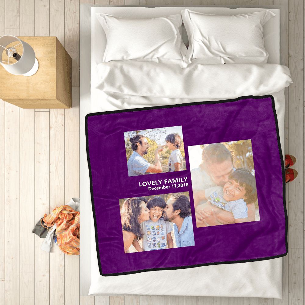 Custom Blanket Photo Collage Blankets - Purple