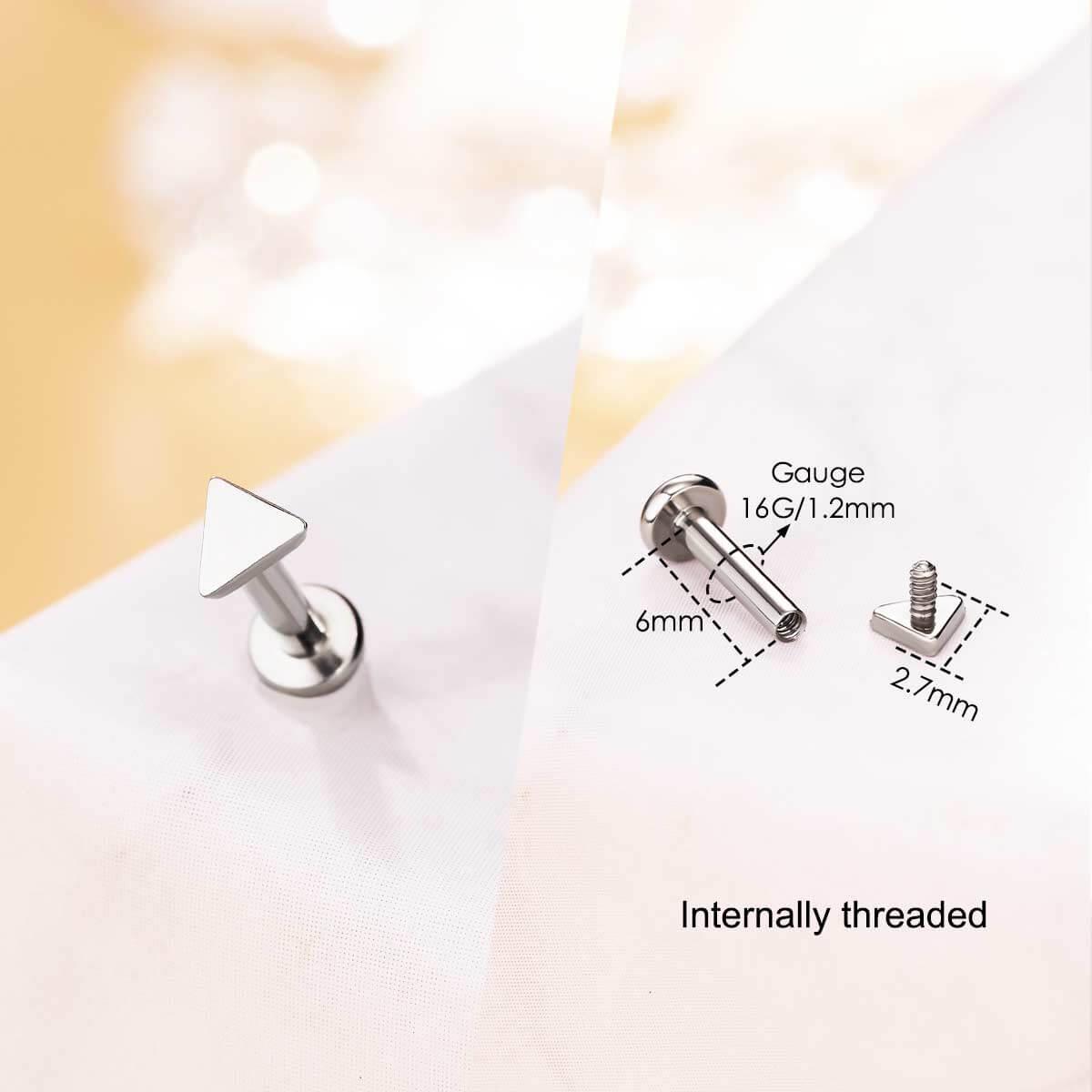 Cute Shape Titanium Internally Threaded Helix Stud - Triangle