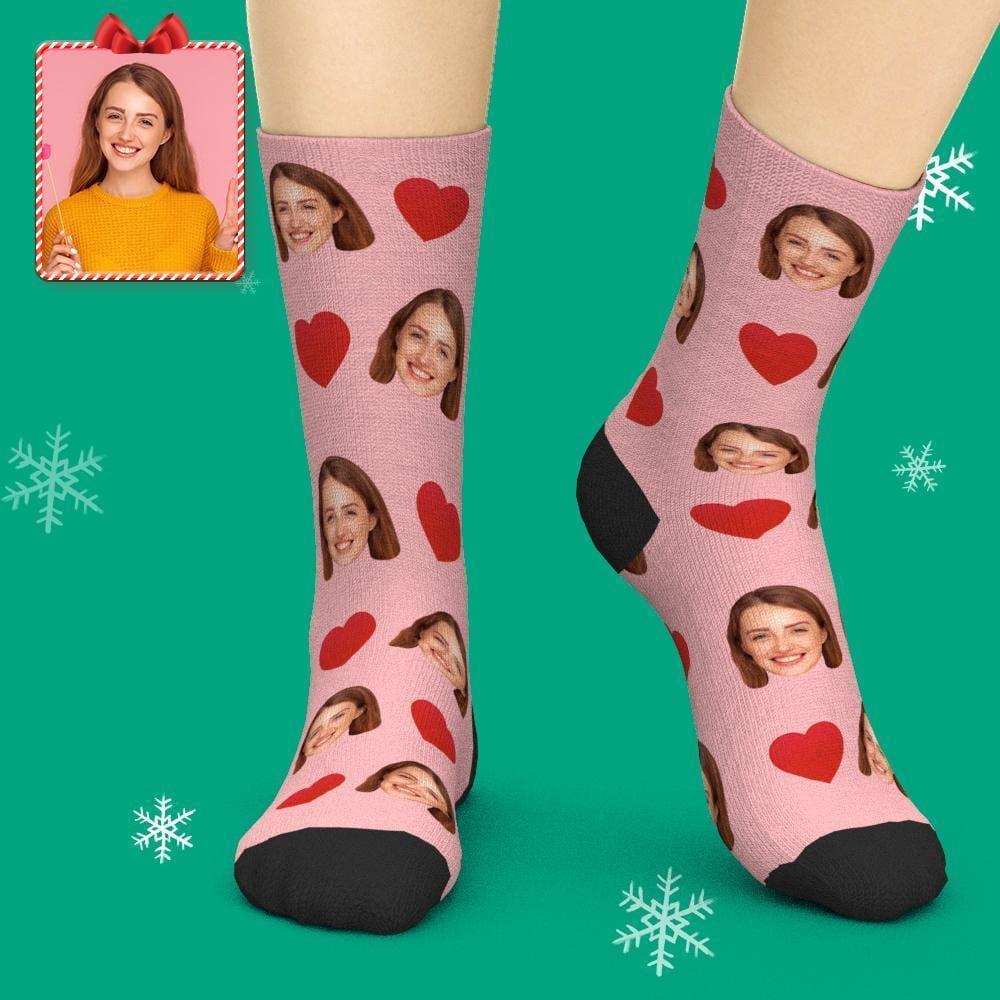 Custom Personalized Emoticons Face Socks with Love Heart
