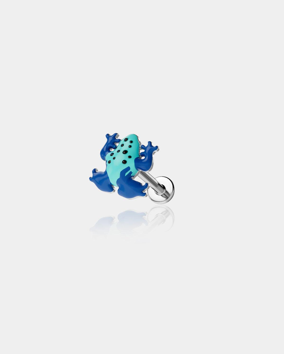 Frog Internally Threaded Labret Stud - Blue