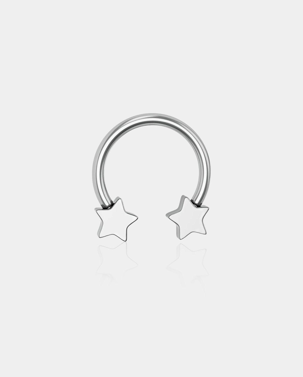 Star Shaped Horseshoe Ring - Silver / 16G / 8mm