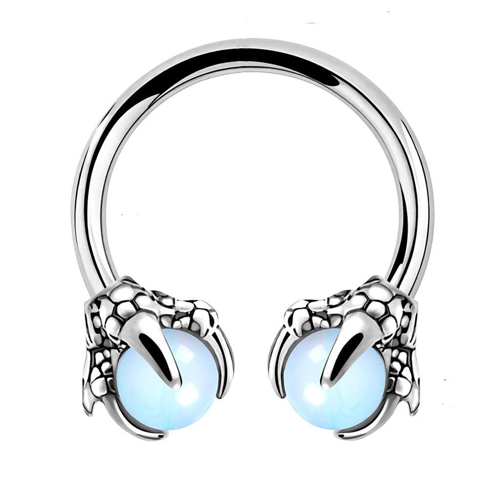 Gem Dragon Septum Ring - Silver-White