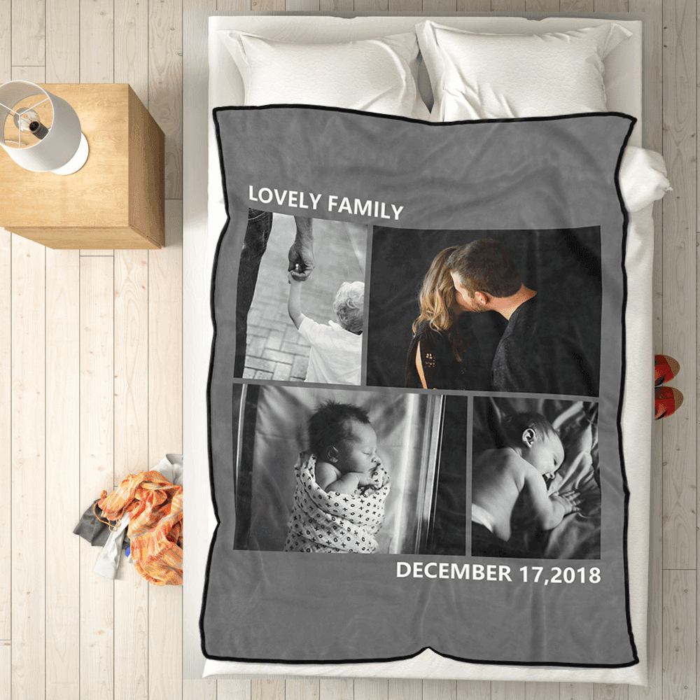 Sympathy Gift Custom Photo Blanket with 4 Photos