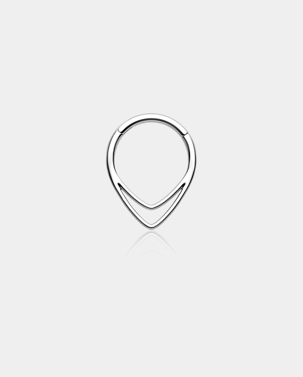 Double Hoop Triangle Septum Ring - Sliver