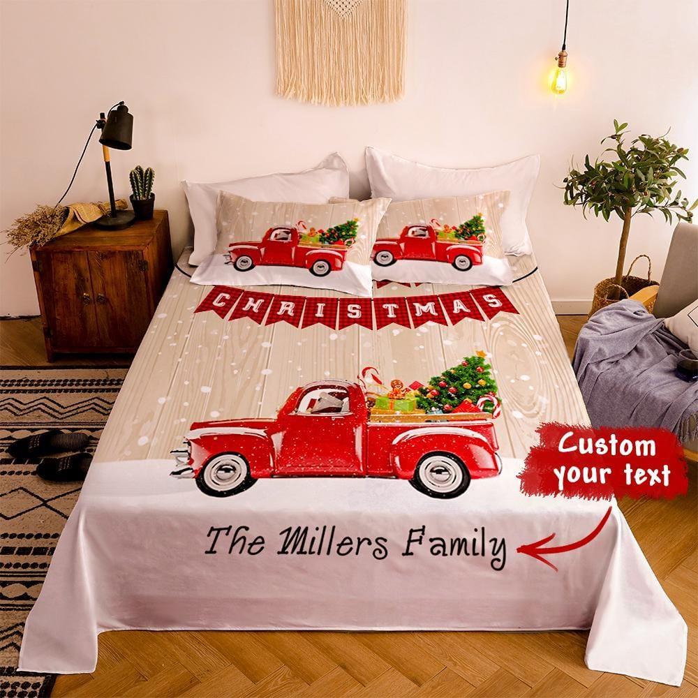 Christmas Personalized Double Bedding And Duvet Cover Pillowslip With Text Gift For Family