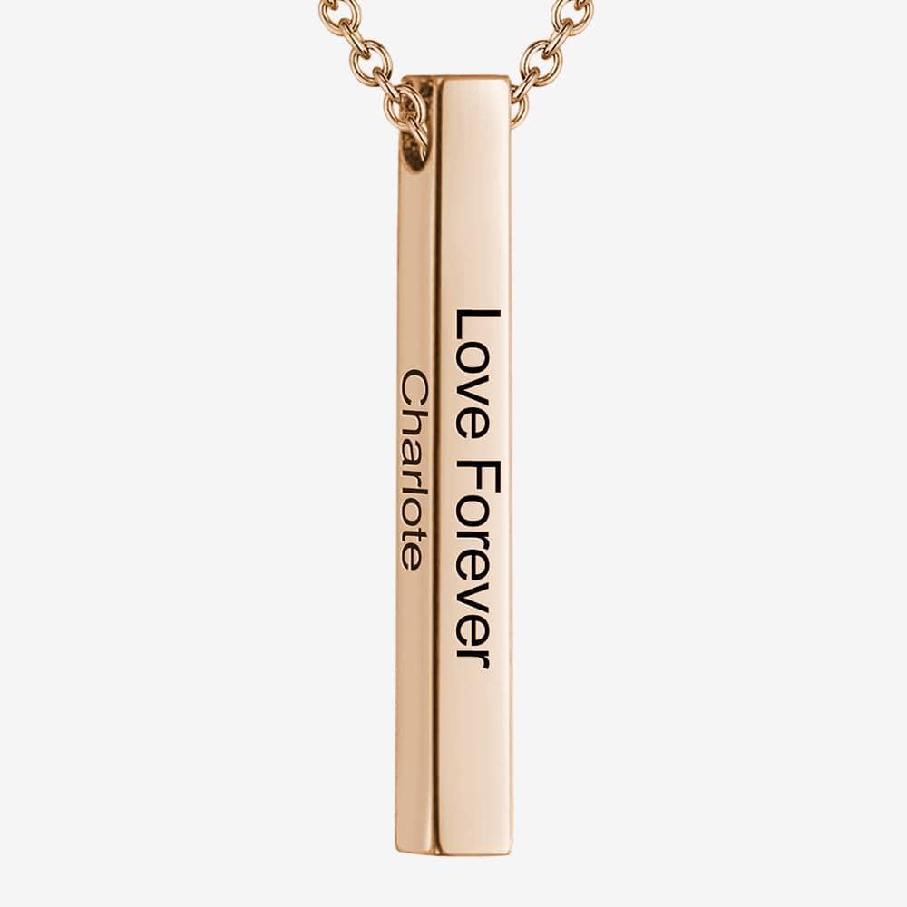 Anniversary Gifts For Her 3D Engraved Bar Necklace
