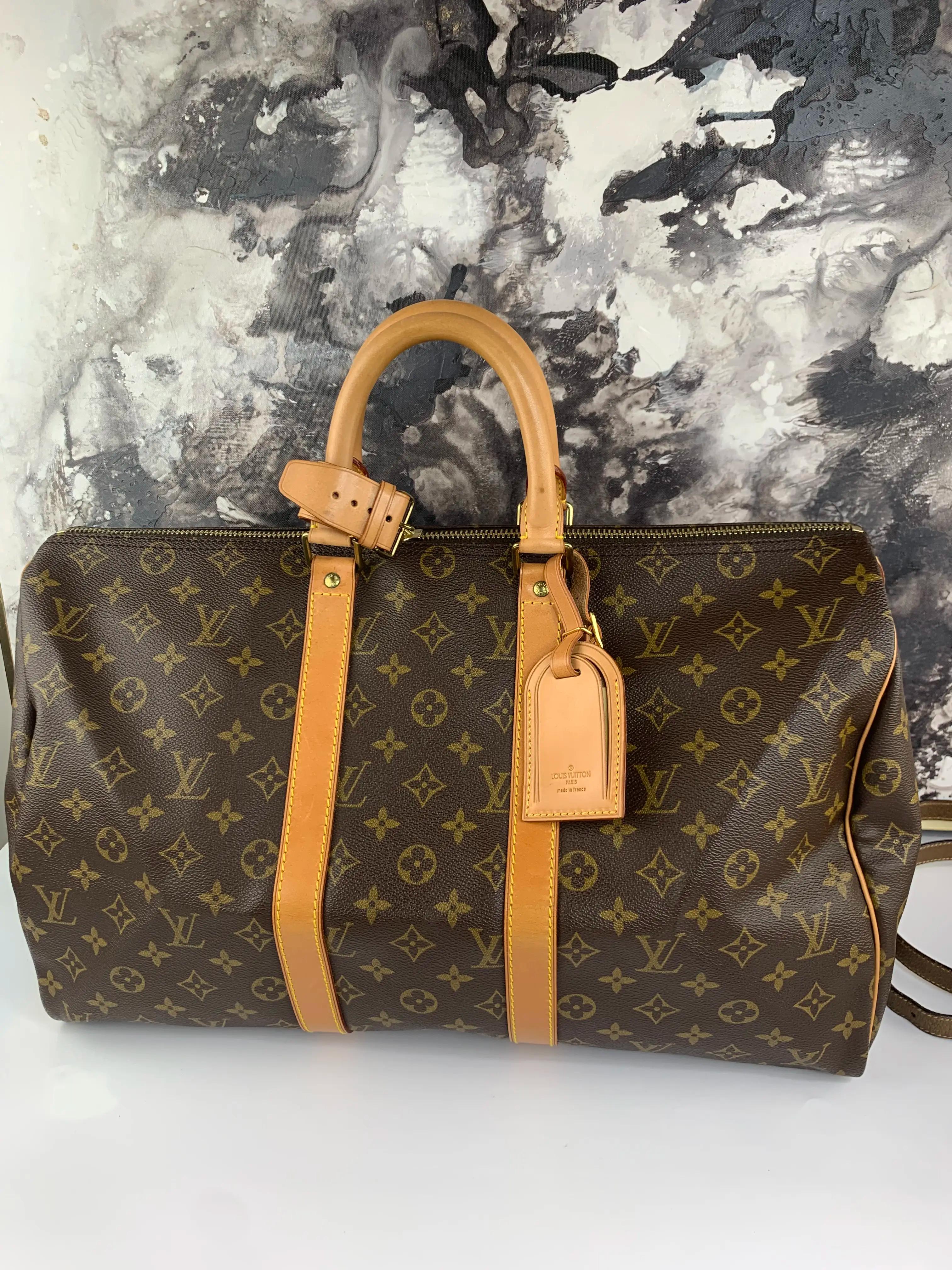 Pre-owned Louis Vuiton canvas Tote Bags Keepall Tote