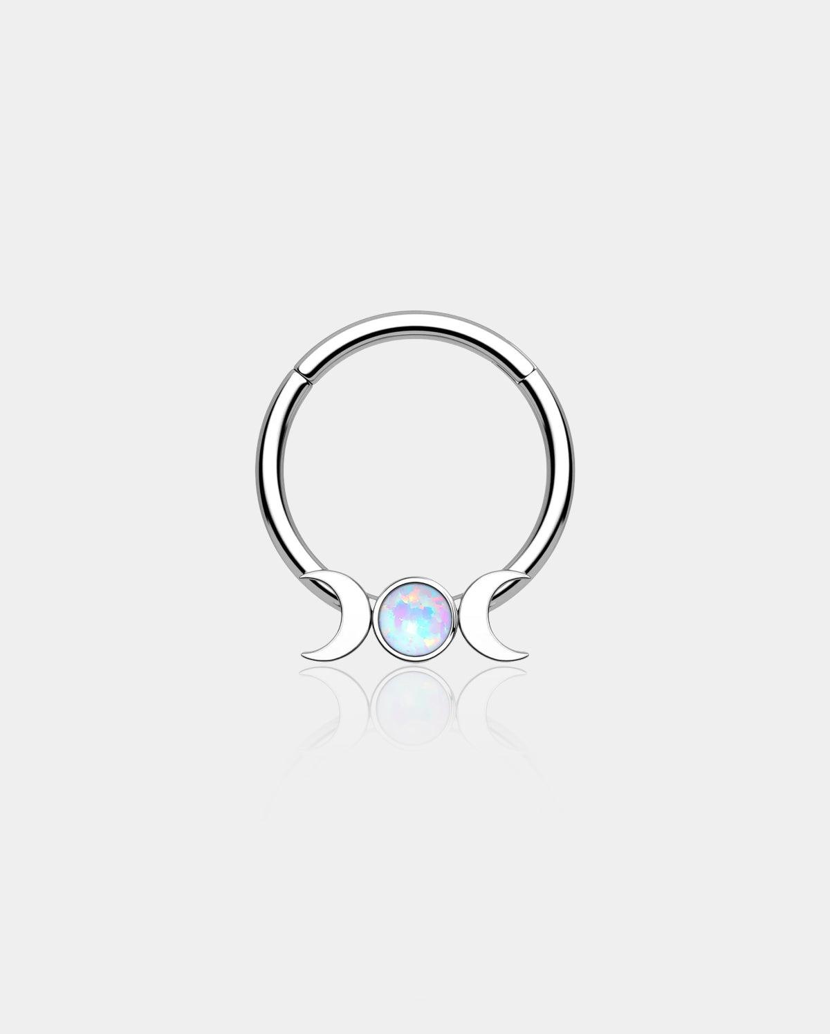Hinged Moon Segment Septum Ring - Silver / 14G / 8mm