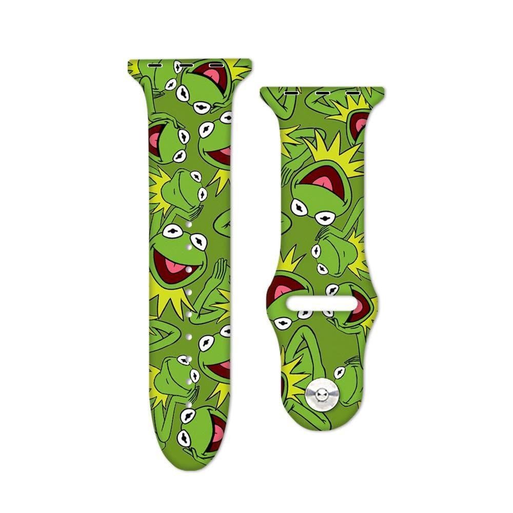 Cute Green Frog Pattern Apple Watch Band Silicone Gift For Pet Lovers