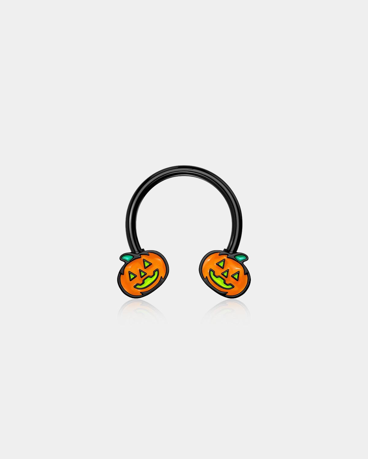 JackO'Lantern Pumpkin Horseshoe Septum Ring