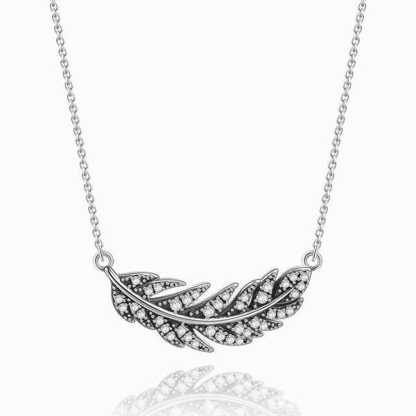 Feather Jewelry Feather Necklace Silver Gifts For Couples