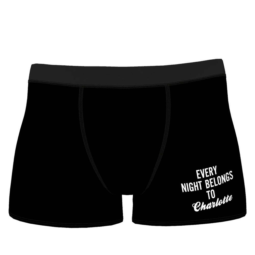 Anniversary Gift Engraved Boxer - "Every Night Belongs to Girlfriend"
