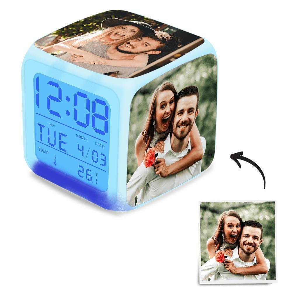 Personalized Alarm Clock Gifts for Couple Multiphoto Colorful Lights 3in*3in