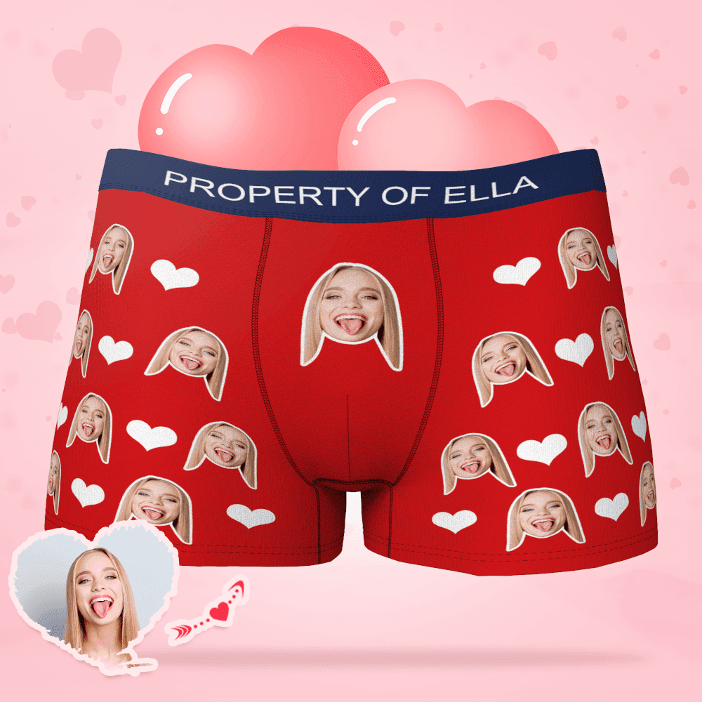 Face Boxer Christmas Gifts for Men Heart - 7 Colors