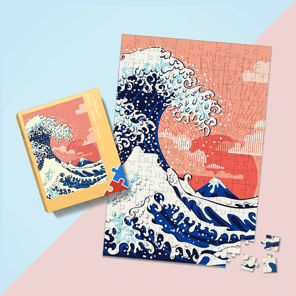 Vintage Picture Puzzle Retro The Great Wave Off Kanagawa Gifts for Him