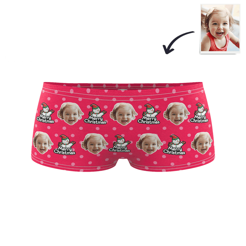 Christmas Snowman Kids Custom Face Boxer Briefs